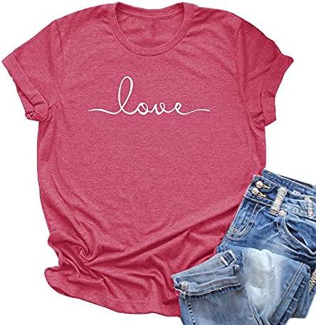 NIUBIA Women's T-Shirt Graphic Tees Love Printed Casual Short Sleeve Tops Summer Loose Fitted Top Size XL