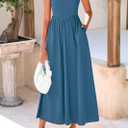 KIRUNDO Summer Dresses for Women 2026 Halter Maxi Wedding Guest Party Cocktail Semi Formal Elegant Classy Long Sundress (Blue, L)