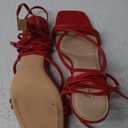 Mostrin Women's Sandals Strappy Heels for Women Lace Up Square Open Toe Heels Tie Up High Heeled Sandals for Prom, Party, Daily Wear (9.5, Red)