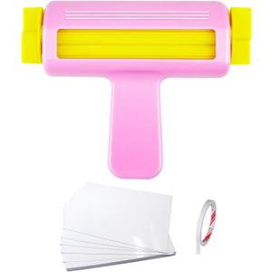 Paper Crimper for Chip Bags Crafting - Pink Crimper Tool with 50 Sheets Glossy Thin Inkjet Paper (8.2611.6in, 115gsm) & Double Sided Tape, Complete Kit for Chip Bag Making & DIY Crafts