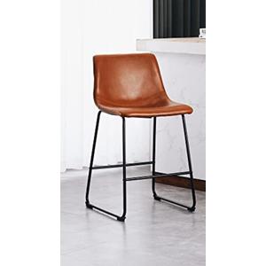 Joysoul Bar Stools 1 PC,  24 Inch Counter Height Barstools with Back & Footrest - Waterproof Faux Leather, Ergonomic Seat & Sturdy Metal Base for Kitchen Island, Cafe, Home Bar(Brown)