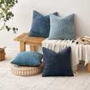 MIULEE Pack of 4 Couch Throw Pillow Covers 18x18 Inch Neutral Blue Soft Decorative Chenille Pillow Covers Farmhouse Accent Cushion Covers for Boho Western Home Coastal Decor Sofa Bedroom Living Room