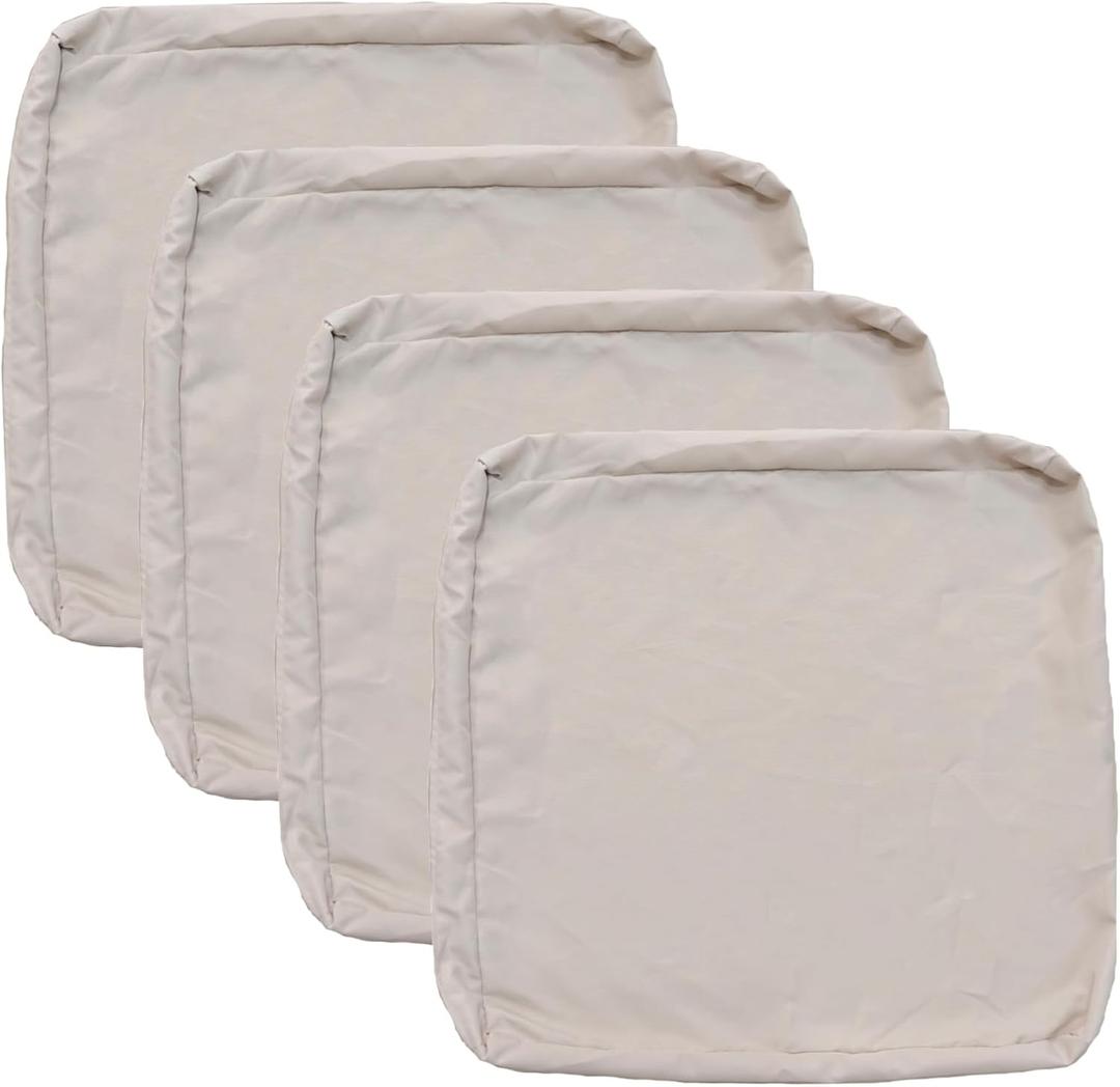 FLYMEI Patio Cushion Covers 24x24x4 Waterproof Outdoor Cushion Cover Replacement 4Packs Outdoor Seat Cushion Slipcover for Rattan Chair Sofa, Apricot