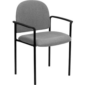 Flash Furniture Tiffany Comfort Gray Fabric Stackable Steel Side Reception Chair with Arms