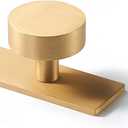 Brass Cabinet Knobs with Backplate - 2 Pack Modern Brushed Gold Hardware Handles for Dresser Drawer Furniture Bedroom Kitchen Cupboard