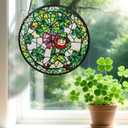 2 x St Patricks Day Decor Irish Gifts for Women Men Stained Glass St Patrick's Day Ornament Leprechaun Shamrock Window Hanging Decorations 6 Inch