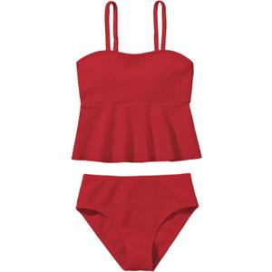 SHENHE Girl's 2 Piece High Waisted Ruffle Waffle Swimsuit Bathing Suit Bikini Sets 11-12Y