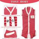 TONY HOBY Dog Pajamas 4 Legged Pet Clothes with Waffle Stripes, Dog Jumpsuit Pajamas for Medium Small Dogs (Red, Girl, XL)