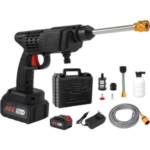 Topteng Power Blaster Plus Pressure Washer Cordless Portable Electric High Pressure Water Spray Gun and Hose Car Washer Cleaner Tool for Balconies Windows, Exterior Walls, Floors, Fences, Gardens