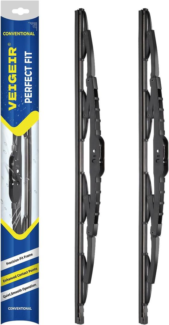 13inch + 13 inch Steel Frame Windshield Wiper Blades,Compatible with Jeep Wrangler 2006 2005 2004 2003 2002 2001 2000-1997 and More Model Conventional Front Wiper (Pack of 2)