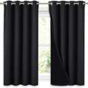 NICETOWN Truly Blackout Curtains 54 inches Length, 2 Thick Layers Completely Blackout Window Treatment Thermal Insulated Lined Drapes for Basement Window (Black, 1 Pair, 52 inches Width Each Panel)