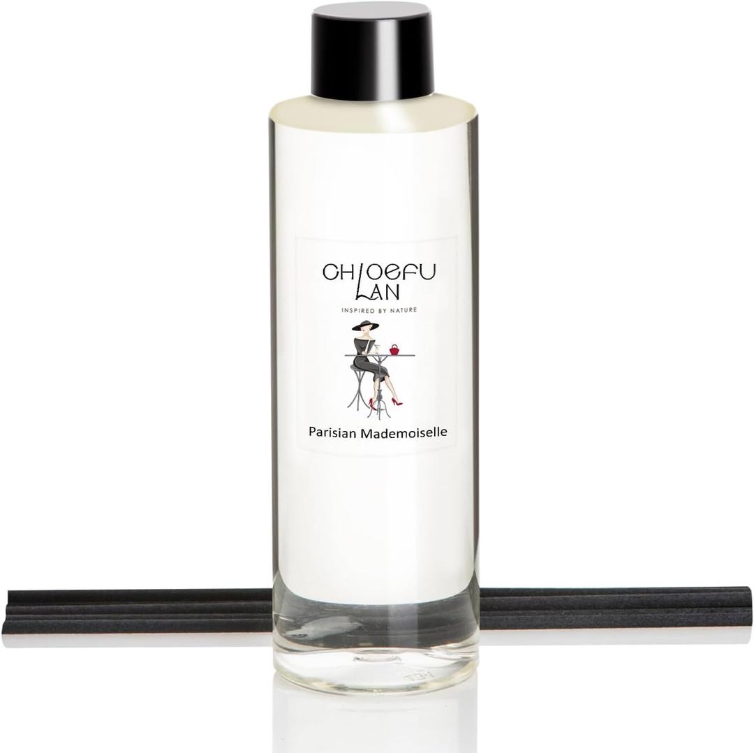 Parisian Mademoisellt Scented Oil Diffuser Refill 6.76 fl oz, Natural Essential Oil, Elegant Floral for Bedroom & Vanity, Best for SPA and Home, 0% Alcohol, Promote Sleep & Relieve Stress