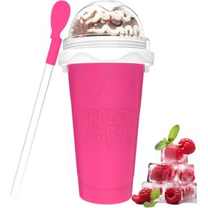 Slushie Maker Cup, DIY Magic Slushy Maker Squeeze Cups, Portable Smoothie Slushy Cup for Juices, Milk and Ice Cream Make, Double Layer Squeeze Slushy Maker Cup, Birthday Gifts for Mom Dad & Friends