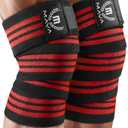 Mava Sports Knee Wraps (Pair) for Men & Women | Ideal for Cross Training, WODs, Gym Workouts, Weightlifting, Fitness & Powerlifting | Knee Straps for Squats | 72" Compression & Elastic Support (Red)