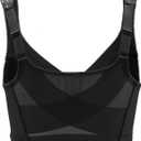 Posture Back Support Plus Size Front Closure Bra Wireless Full Coverage for Women (Black)