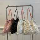 JINFANRUI Shoulder Bag for Women cute floral tote crossbody bag Canvas Shoulder Hobo Bag with handle for travel shopping (Blue)