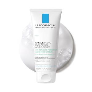 La Roche-Posay Effaclar Dual Acne Face Wash With 4% Benzoyl Peroxide & LHA Exfoliant, Acne Treatment Help Clear & Prevent Blemishes, Paraben Free & Oil Free Wash, 6.76 Fl Oz