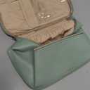 Prite Makeup Bag, Large Capacity Portable Travel Cosmetic Bag, Waterproof Makeup Organizer for Women with Handle and Divider (001 Green)