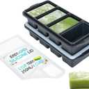 XOMOO Silicone Freezer Tray With Lid - Soup Freezer Container molds - Large Ice Cube Tray- makes 8 perfect 1 cup portions cubes, 2-Pack Freezer Storage Food Soups & Meal Prep - Oven & Dishwasher -Safe (Gray)