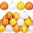 Tigeen 24 Pcs Thanksgiving Pumpkin Hanging Ornaments Fall Mini Pumpkin Hanging Tree Ornaments Ball Decorations for Tree Thanksgiving Harvest Party Halloween Home Decor (Novelty)