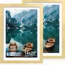 Hongkee 14x20 Frame Set of 2, Gold Wood Style for 12x18 Mat
Display Posters 12x18 with Mat or 14 x 20 No Mat, Wall Mounting for Photos, Artwork; Fits Home, Office & Gallery Wall Decor