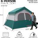 HG 6-8 Person Camping Tent, Portable Cabin Tent for Camp, Windproof Fabric Easy Set Up Family Tent Outdoor for Hiking, Backpacking, Traveling