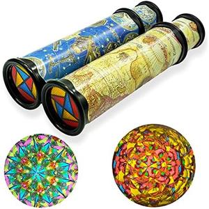Xeehwb 2 Pack Classic Kaleidoscope Toy,Magic Rotating Kaleidoscope,Stretchable Long World Kaleidoscope,Educational Toy Kaleidoscope for Children Gifts