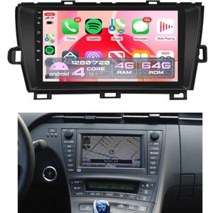 4Core 4G+64G Car Radio Stereo for Toyota Prius 2010-2015 with Original JBL Navigation, Rimoody Wireless Carplay Andorid auto Mirror Link 9'' Touchscreen GPS WiFi Bluetooth FM/RDS EQ SWC Backup Camera