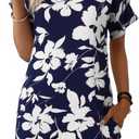 Wenrine Womens Summer Dress 2025 Floral T Shirt Dress Casual Cap Sleeve Crewneck Loose Boho Shift Mini Dresses