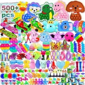 500 Pcs Party Favors for Kids, Fidget Toys Bulk, Prizes for Kids, Fidget Stocking Stuffers Birthday Party Gifts, Carnival Treasure Classroom Prizes Box, Goodie Bag Stuffers,Toys Bulk