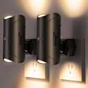 Aora Night Light, Plug-in Wall Mount with Dusk to Dawn Sensor, Set of 2, Black