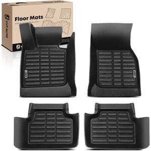 YHTAUTO Floor Mats Fit 2014-2024 Mini Cooper 4 Door, TPE Floor Liners All-Weather Protection Custom Fit, 1st & 2nd Row, Set of 4 Black