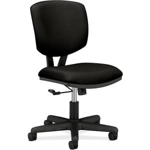 HON Volt Armless Office Chairs with Wheels, Ergonomic Adjustable Center-Tilt Recline, Fabric Back and Seat, Swivel Desk Chair, Black, Oversized