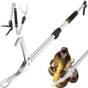 Snake Grabber Tool, 69" Snake Tongs Grabber for Rattlesnake Heavy Duty Professional Folding Snake Feeding Tongs Wide Jaw Snake Handling Tool Long Hndle Stainless Steel Tube