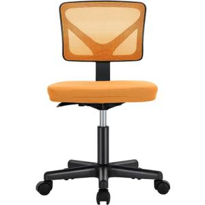 Sweetcrispy Small Office Chair, Ergonomic Low-Back Mesh Rolling Work Swivel Chairs with Wheels, Armless Comfortable Seat Lumbar Support for Home, Bedroom, Study, Student, Adults,Classic Orange