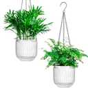 Josteve 5.2 Inch 2 Pcs Self Watering Hanging Planter Indoor Plant Pots Drainage Holes, Outdoor Small Hanging Planters Flower Pot Basket, Visible Water Level, Plant Hanger Home Decor, Gardening