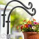 AJART Heavy-Duty Plant Hanger Outdoor - Can Hold 50 Lbs Plant Basket or Large Bird Feeder - 12 Inch Solid Iron Windproof, Rustproof Wall Hooks - with Triangular Stability - 2 Pieces