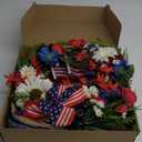 22-inch Fourth of July Independence Day Wreath Red White Blue Artificial Daisy Flowers Flag Wreath Handcrafted Memorial Day Decoration Front Door Indoor Outdoor Office Decoration