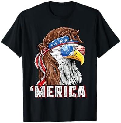 Merica USA American Flag Patriotic 4th of July Bald Eagle T-Shirt Extra Large, Black