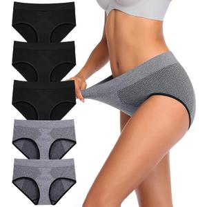 Annenmy Women's Underwear, Seamless Hipster Panties Women Breathable Tag Free Women Brief, Sport Wicking Underwear 5-Pack (Medium)