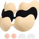 Sticky Bra Backless Backless Strapless Bra Push Up for Nipple Cover Suitable for Daily, Party, Weddings Dress wear, Pack of 3, Nude