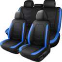HChengkikz Seat Covers, Sport and Breathable Car Seat Covers, Anti-Slip Universal Fit Car Seat Covers Full Set for Cars Sedans SUV and Truck (Full Seat, Black+Blue, N2)