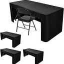 Nasitos 4 Pack 8 foot Black Table Cloth Fitted Trade Show Table Covers for Rectangular Table -Open Back Folding Table Covers Washable and Wrinkle Resistant Table Cloth for Craft Show, Weddings, Events