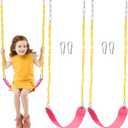 TURFEE 2 Packs Heavy Duty Swing Seat, Swing Set Accessories Replacement with 4 Snap Hooks for Kids Outdoor Play Playground, Trees, Swingsets, Playground(Pink)