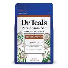 4 Packs Dr Teal's Epsom Salt Soaks with  Coconut Oil, 3 lbs Each