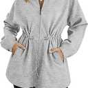 CHICME Womens Zip Up Hoodie Long Sleeve Oversized Sweatshirt Fall Fashion Casual Jackets Winter Clothes (Medium, Grey)