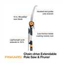 Fiskars 7-16 Ft Chain-Drive Extendable 2-in-1 Tree Pruner & Manual Pole Saw
