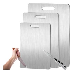 3 Pack Tesfly Titanium Cutting Board,- 100% anium Cutting Boards For Kitchen,Easy to clean, Double-sided food-grade Cutting Board For Cutting Meats, Fruits And Vegetables (M+L+XL)