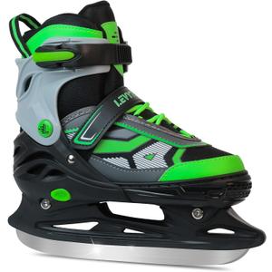Adjustable ice Skates for Kids Boys Girls, 4 Size Triple Protection Beginner Figure Blades with Ankle Support for Outdoor and Rink (Medium(US 2Y-5Y)Big Kid, Green)