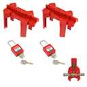 Adjustable Ball Valve Lockout Device - 2 Pack with 2 Safety Padlocks Universal Fit for 0.5"-2.5" Pipes, Industrial & Outdoor Use